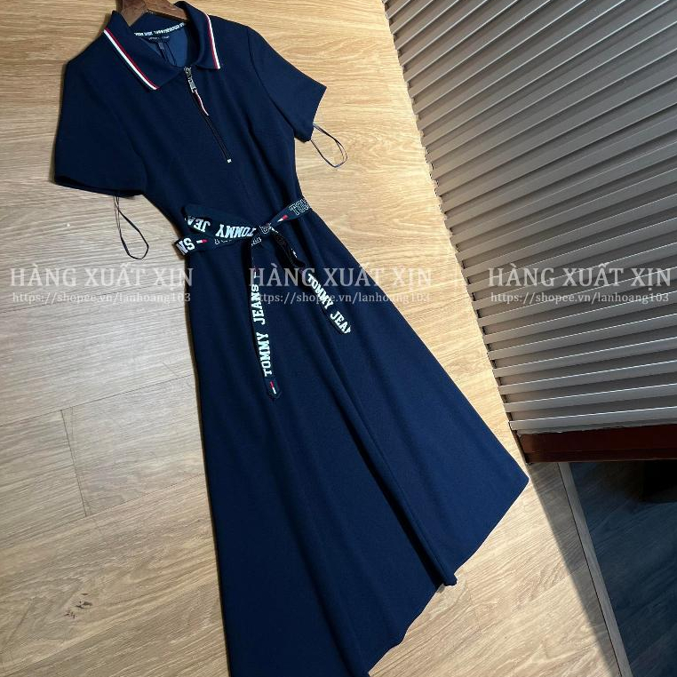 Đầm váy midi Tomy cổ polo kèm đai