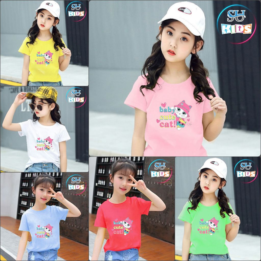 Áo thun cho bé gái cotton mịn, mát, thoải mái cho bé - Baby Cat Sukids - SUKG005