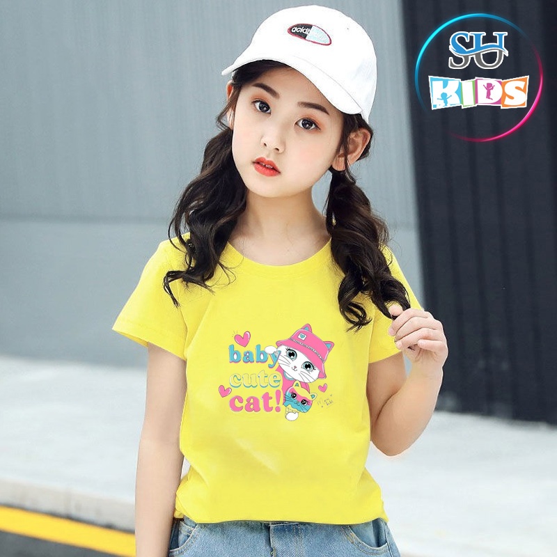 Áo thun cho bé gái cotton mịn, mát, thoải mái cho bé - Baby Cat Sukids - SUKG005
