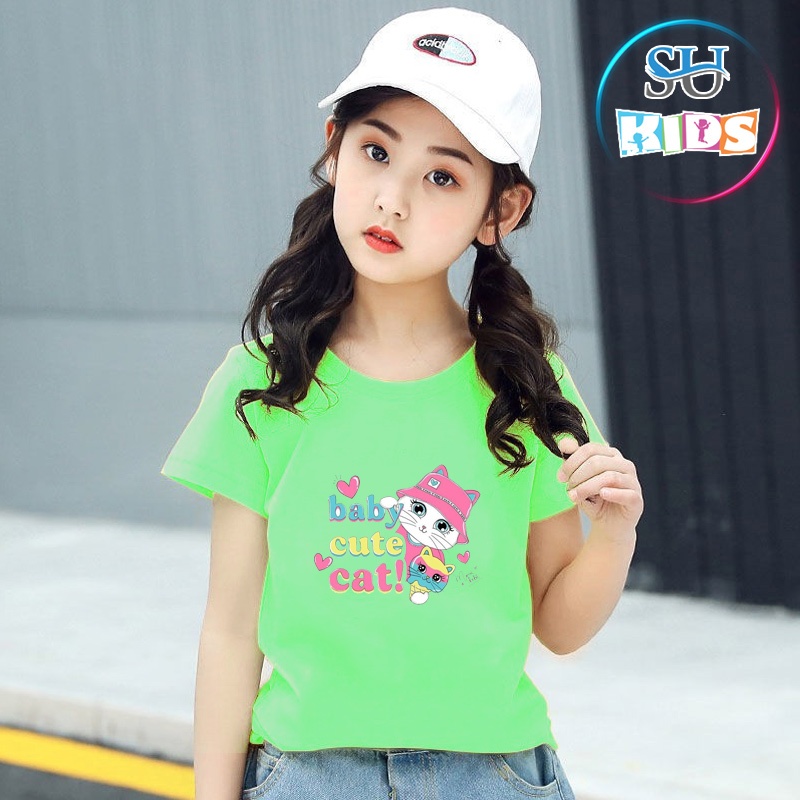 Áo thun cho bé gái cotton mịn, mát, thoải mái cho bé - Baby Cat Sukids - SUKG005