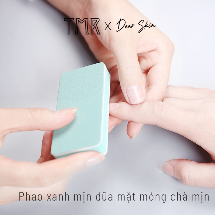 Phao dũa móng mịn TMR đánh bóng móng, một mặt nhám một mặt mịn màu xanh