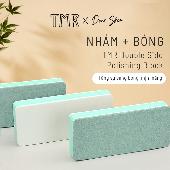 Phao dũa móng mịn TMR đánh bóng móng, một mặt nhám một mặt mịn màu xanh