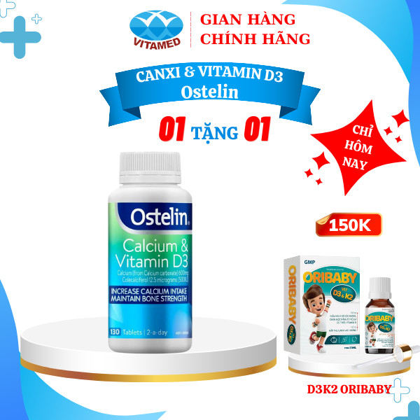 [ Mua 1 Tặng 1 ] Ostelin Calcium & Vitamin D3 - Viên uống bổ sung Canxi và Vitamin D3 Hộp 130 Viên