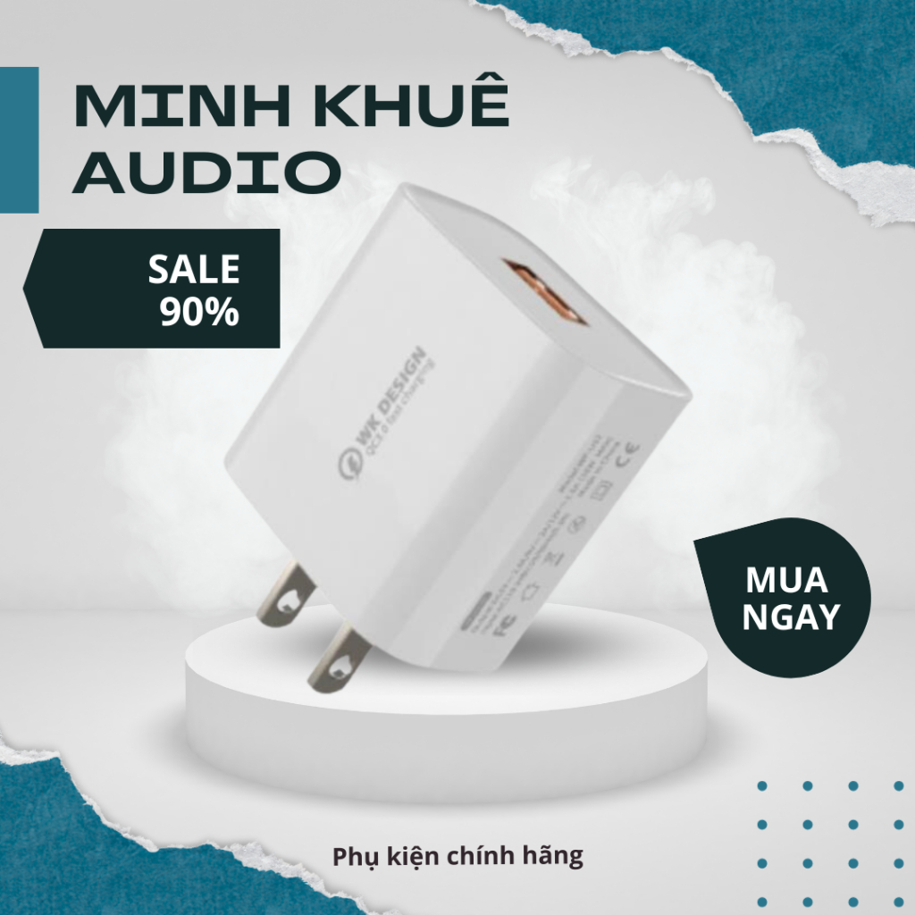 Củ Sạc Nhanh Q3.0 18W Cho Tất Cả Điện Thoại WK DESIGN WP-U57 Minhkhueaudio6