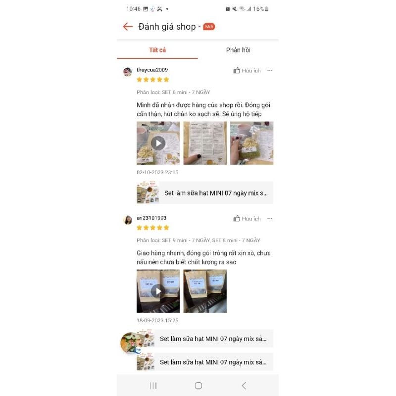 Set làm sữa hạt MINI 07 ngày mix sẵn 350g