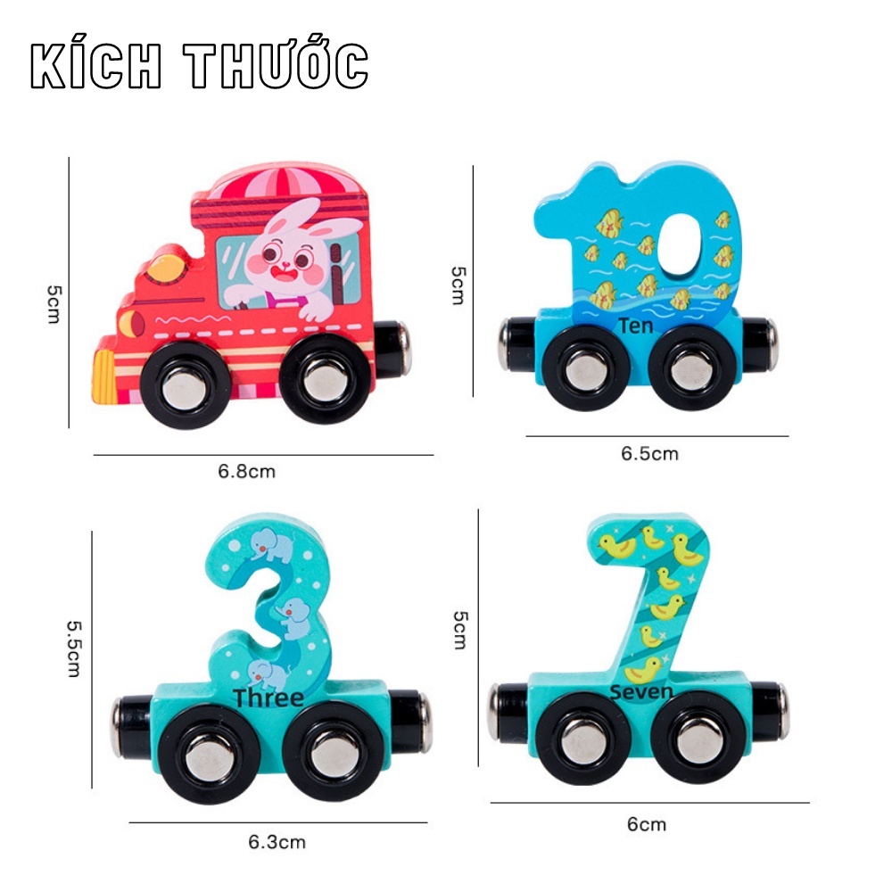 Đồ chơi đoàn tàu nam châm chữ và số với 12 toa bằng gỗ đồ chơi thông minh giáo dục cho bé phát triển tư duy trí tuệ