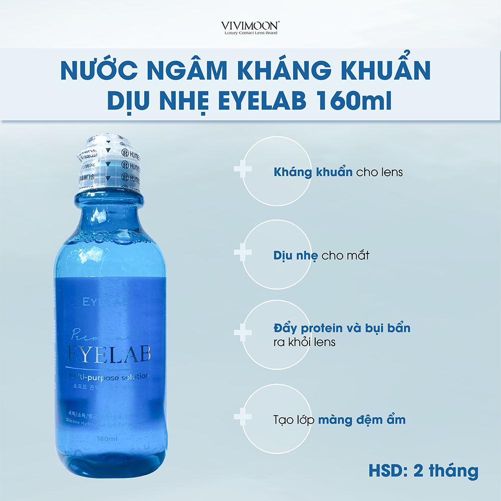 Nước ngâm lens VIVIMOON kháng khuẩn dịu nhẹ vệ sinh kính áp tròng Eyelab