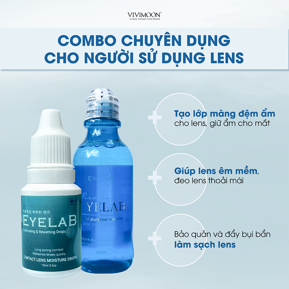 Combo nước ngâm lens và nhỏ mắt VIVIMOON LENS rửa kính áp tròng