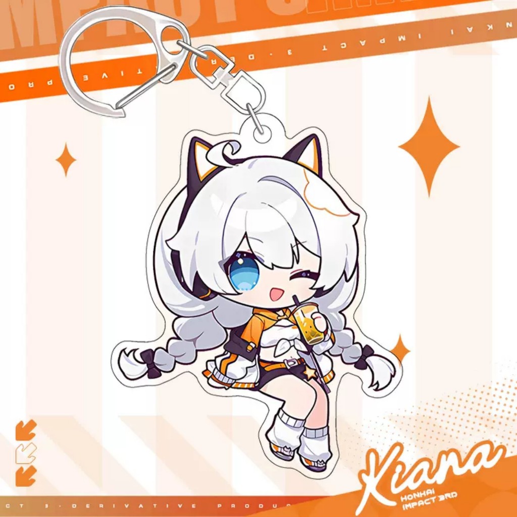 Mô hình Móc khoá KIANA HONKAI IMPACT 3 huy hiệu standee tượng trang trí trưng bày mica acrylic game chibi trang trí