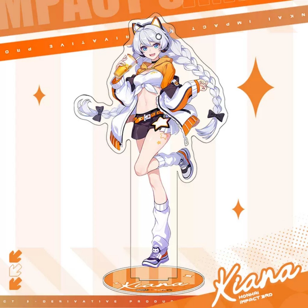Mô hình Móc khoá KIANA HONKAI IMPACT 3 huy hiệu standee tượng trang trí trưng bày mica acrylic game chibi trang trí