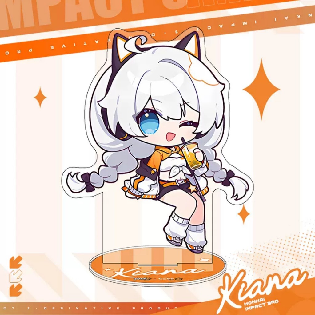 Mô hình Móc khoá KIANA HONKAI IMPACT 3 huy hiệu standee tượng trang trí trưng bày mica acrylic game chibi trang trí