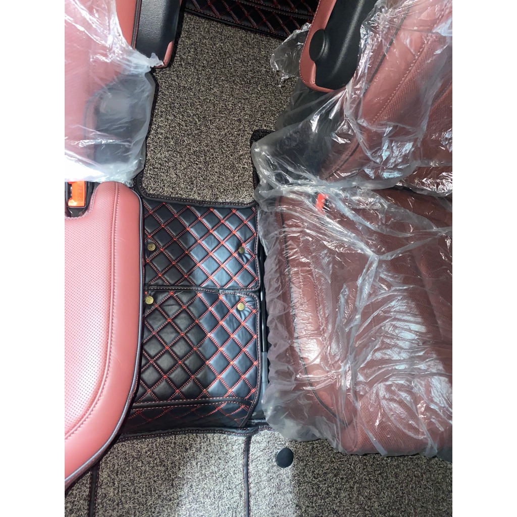 Thảm lót sàn 6D da cacbon cao cấp cho xe Hyundai Palisade bản 6 chỗ, che phủ 90% sàn xe, chống chày xước chống thấm nước