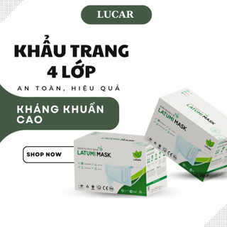 Khẩu Trang Y Tế 4 Lọc Khuẩn Cao Cấp LATUMI Hộp 50 Cái Kháng Khuẩn, Ngăn Giọt Bắn, Phòng Chống Bệnh Hô Hấp