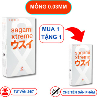 Mua 1 tặng 1 hộp bao sao su sagami superthin mỏng 0.03mm hộp 10 chiếc