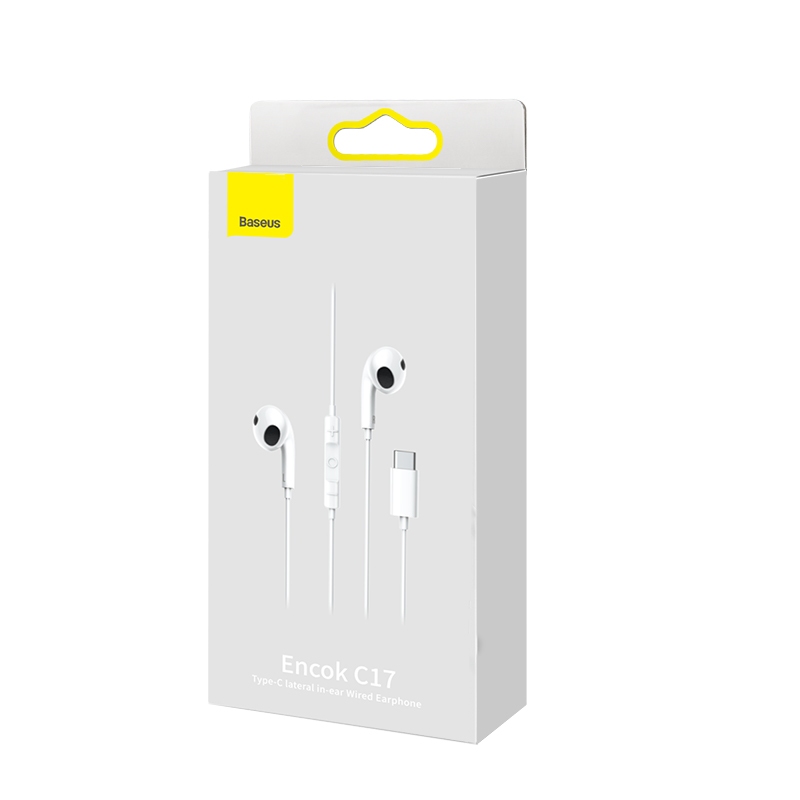 Tai nghe Baseus Encok Type-C lateral in-ear C17 có dây, White | Hàng chính hãng - Full cao cấp
