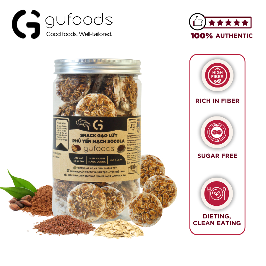 Snack gạo lứt - GUfoods brown-rice diet snack with various flavors - Healthy, Convenient, Suitable for Clean eating