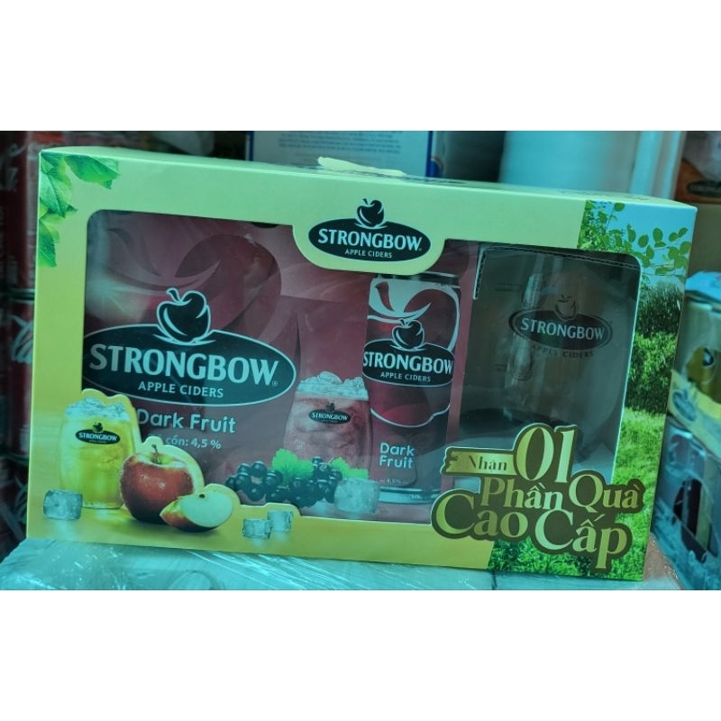 Nước táo lên men strongbow bốn vị 330ml tặng kèm ly