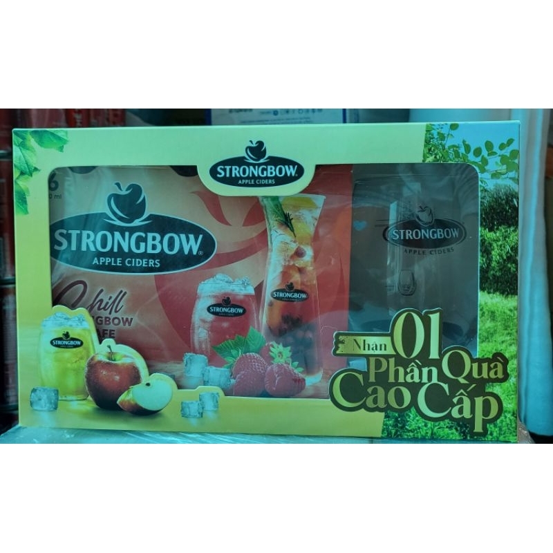 Nước táo lên men strongbow bốn vị 330ml tặng kèm ly