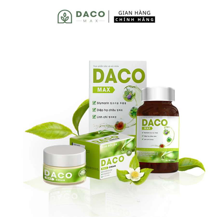 🍀🍀 Combo Viên Uống da liễu Daco Max Hộp 60 Viên Và Kem bôi da liễu Daco Max 20gr