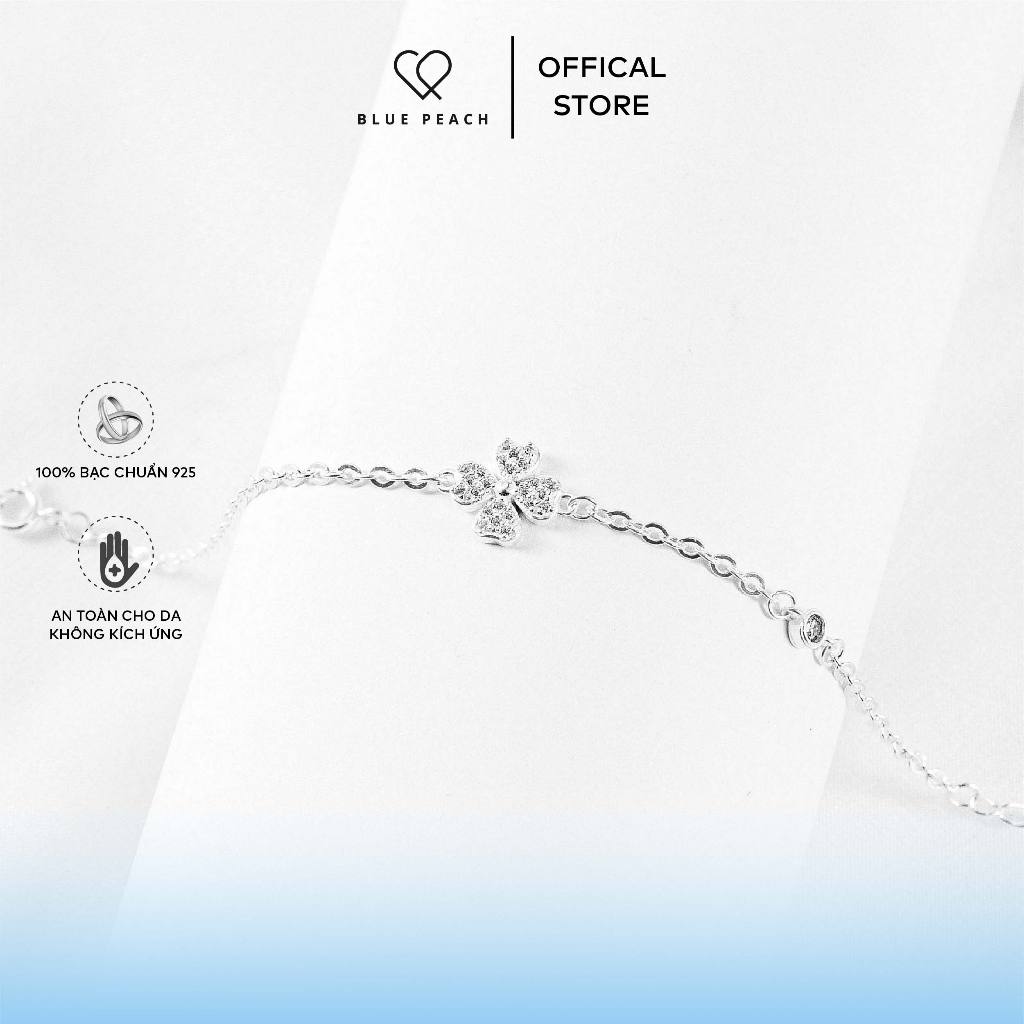 Lắc Tay Bạc Blue Peach LT Four Leaf V2 LT672