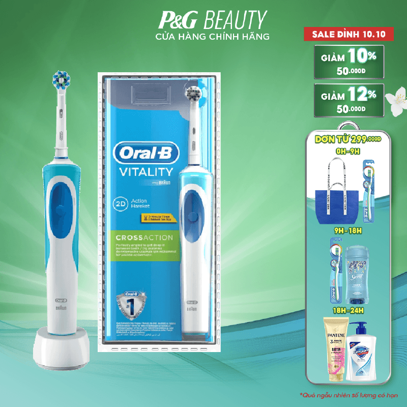 Bàn chải điện Oral-B Vitality CrossAction loại bỏ thêm đến 100% mảng bám