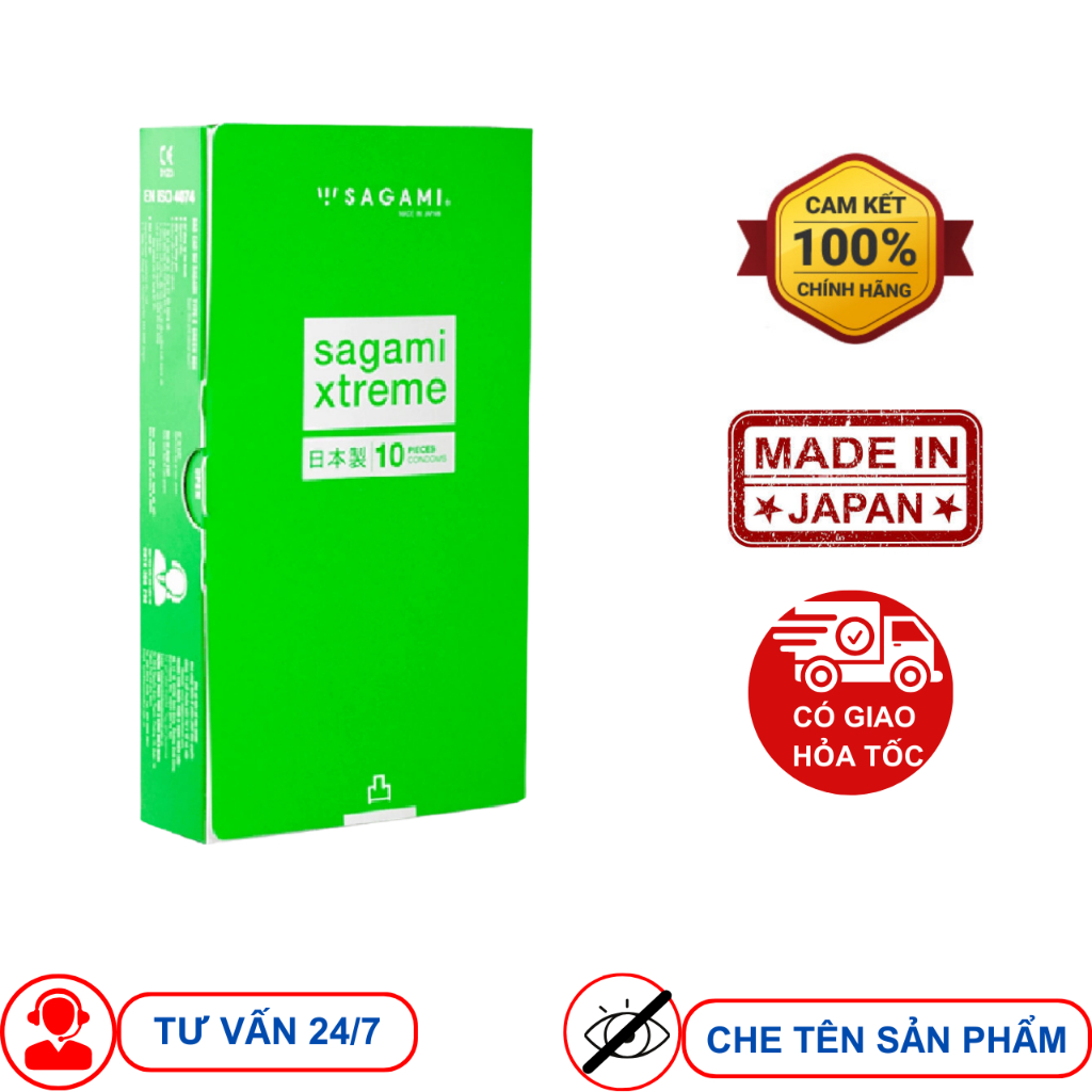 Bao cao su Sagami Green Gân gai Hộp 10 chiếc
