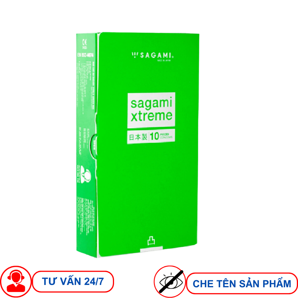 Bao cao su Sagami Green Gân gai Hộp 10 chiếc