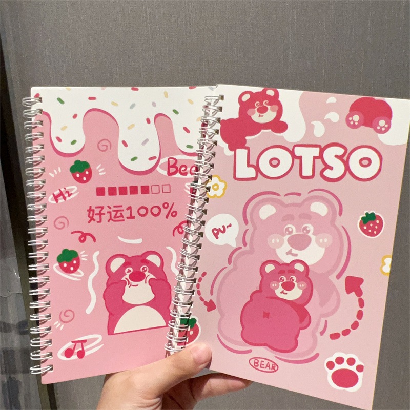 Sổ Tay Lò Xo A5 Hình Gấu Dâu Lotso Strawberry Bear Kẻ Ngang 120 Trang- KLN-001434