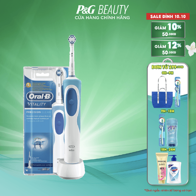 Bàn chải điện Oral-B Vitality Precision Clean loại bỏ thêm đến 100% mảng bám