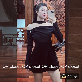 Áo choker trễ vai đính hoa đá 2 màu