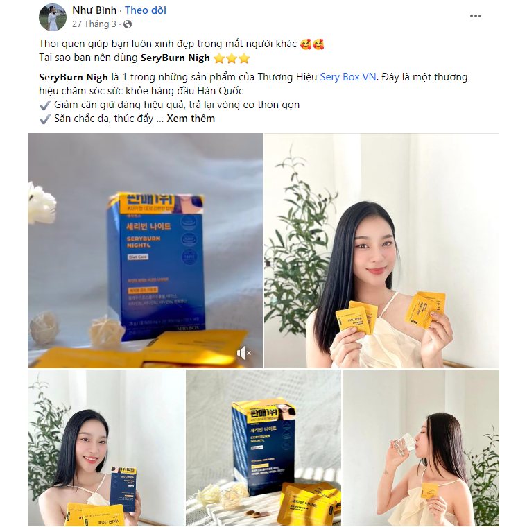 Viên Uống Hỗ Trợ Ngủ Ngon Giảm Cân Ban Đêm SERY BOX Seryburn Night Hộp 56 gr