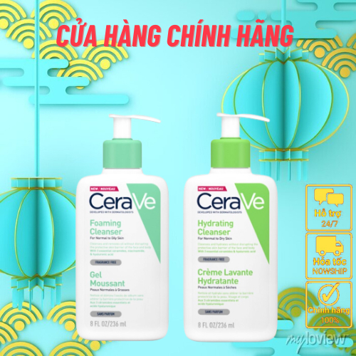 Sữa rửa mặt cerave foaming facial cleanser cho da dầu mụn nhạy cảm 236ml HTR Beauty