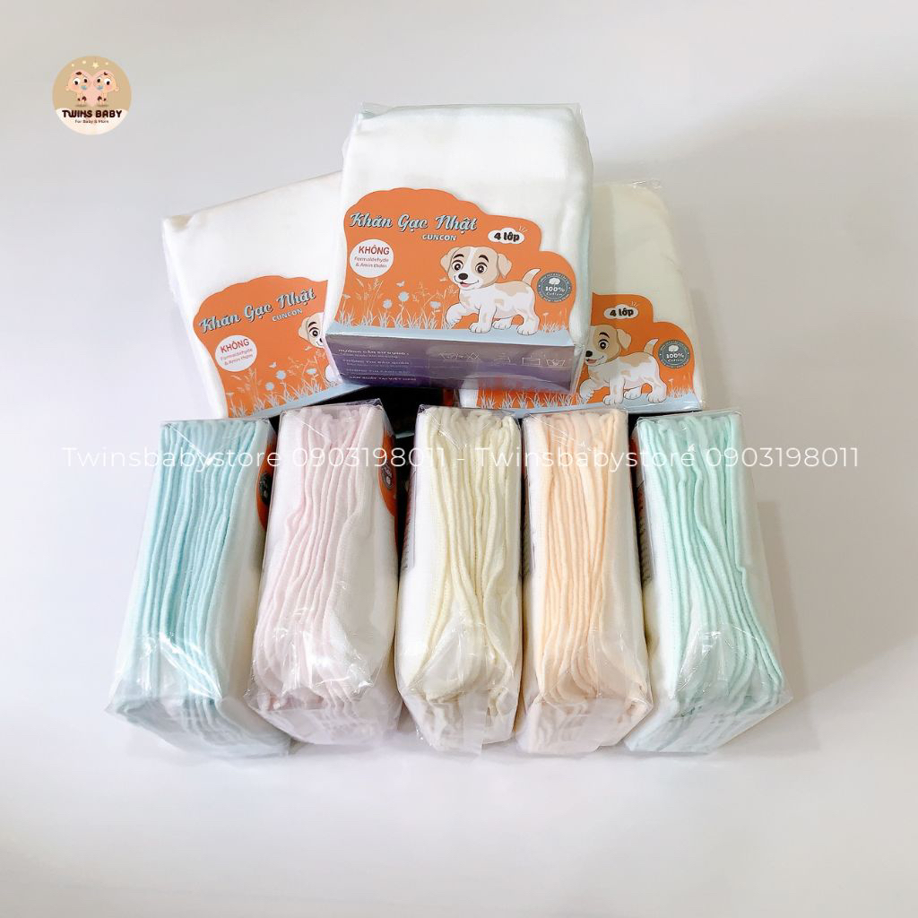 Khăn sữa gạc nhật Cún con 4 lớp cho bé