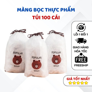 Màng bọc thực phẩm kèm túi gấu - túi bọc thực phẩm nilon, mũ chùm đầu dùng 1 lần tiện lợi x90