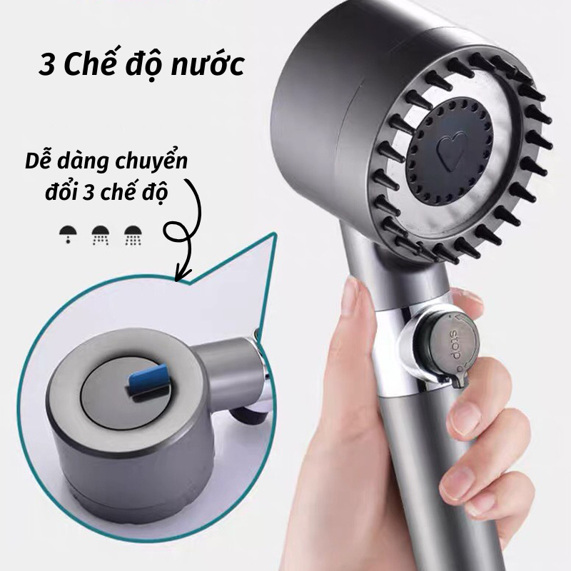 Vòi Hoa Sen Vòi Sen Tăng Áp Có Đầu Chải Silicon Hỗ Trợ Massage