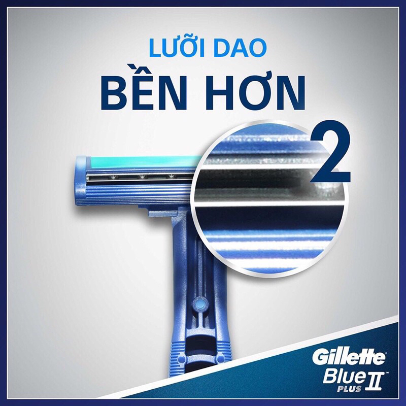 Dao cạo râu cán xanh Gillette Blue II  gói 8+2
