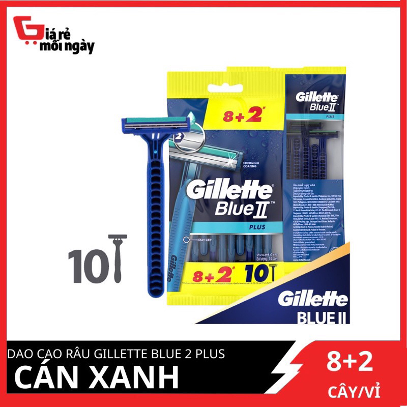 Dao cạo râu cán xanh Gillette Blue II  gói 8+2