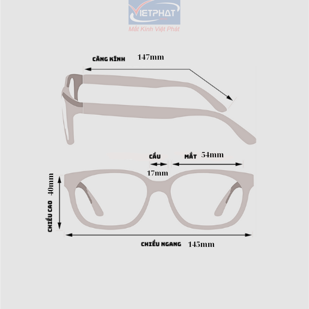 Gọng kính mắt vuông Vietphat Eyewear Pleik26080