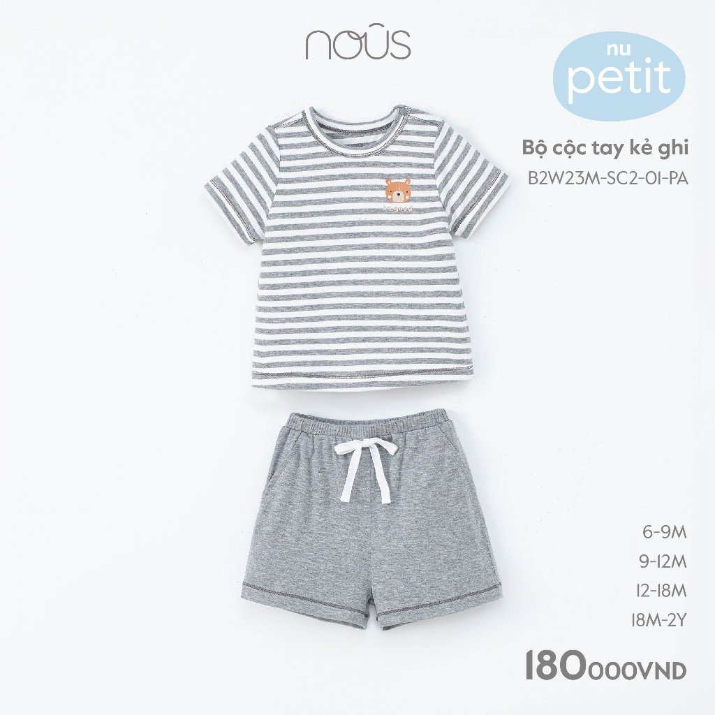 Bộ quần áo cộc Nous phối các màu cho bé chất liệu Nu Petit kháng khuẩn từ 6-9 tháng đến 18-24 tháng