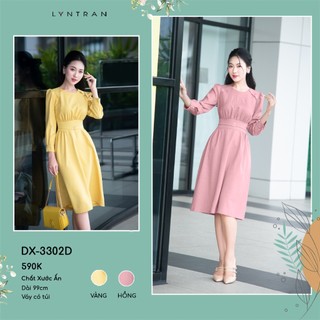 Đầm xoè nữ dài tay cổ tròn LYNTRAN DX-3302D