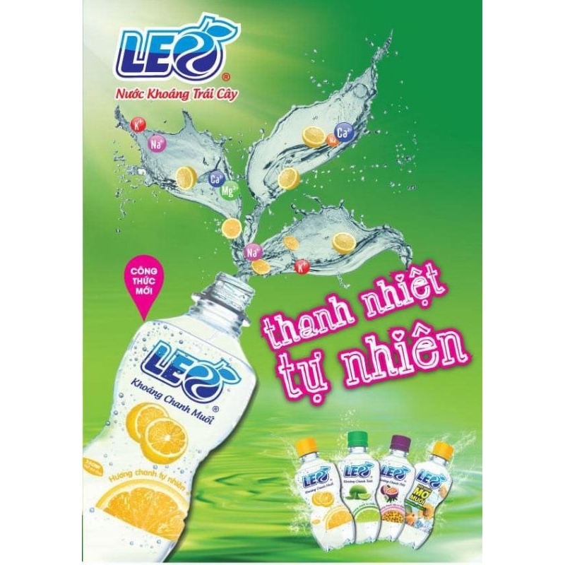 Nước khoáng chanh muối Leo _Vital (lốc 6 chai 350ml, thùng 4 lốc) CHÍNH HÃNG Vital Thái Binh