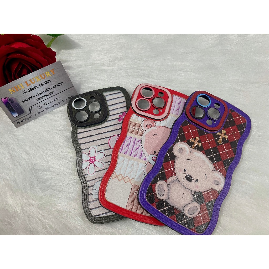 ỐP IPHONE GẤU ĐỎ/ XANH/ ĐEN CUTE CHO DÒNG IPHONE 13PROMAX