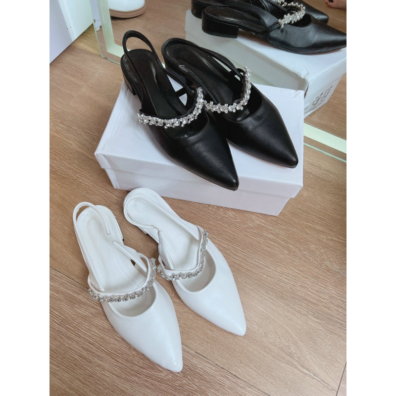 GIÀY VÀ SỤC ĐÍNH ĐÁ HỞ GÓT 2 PHÂN