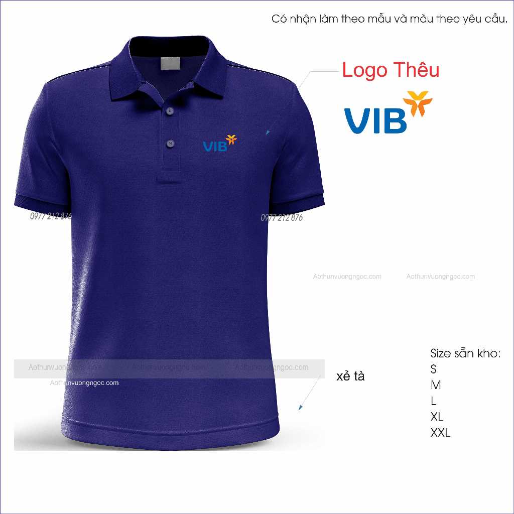 Áo Thun Đông Phục chữ V i b Nhiều Màu - Logo Thêu áo xẻ tà