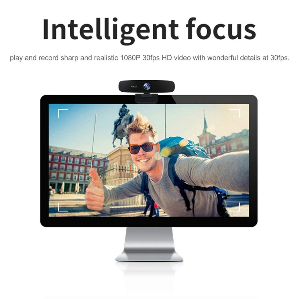 Webcam Aukey PC-LM5 1080P với 2 Mic , chân cắm USB cho PC , máy tính , laptop