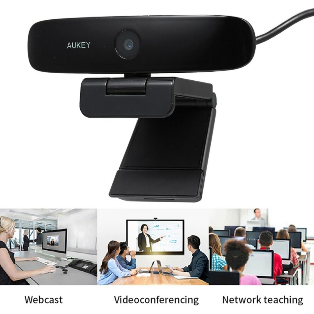 Webcam Aukey PC-LM5 1080P với 2 Mic , chân cắm USB cho PC , máy tính , laptop