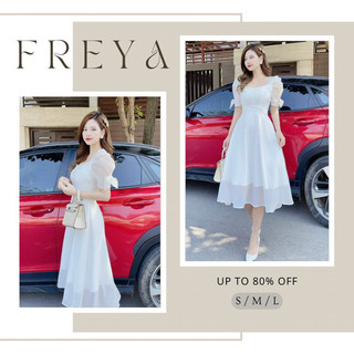 🛍Đầm váy nữ 🛍Đầm voan tay ngắn cột nơ,Đầm trắng cổ vuông kết cườm dáng dài midi,Váy trắng tiểu thư,Đầm trắng dự tiệc