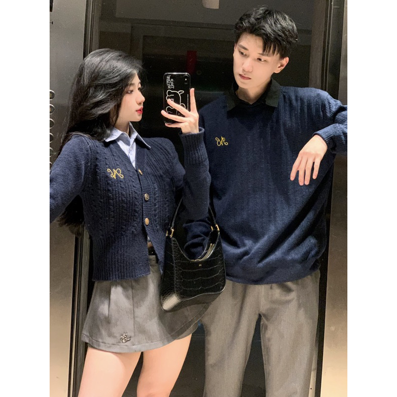 Set Áo Đôi Cdg nữ + áo nam👫👫 xanh than thêu chữ mẫu mới 2023 Hàng Quảng Châu loại 1