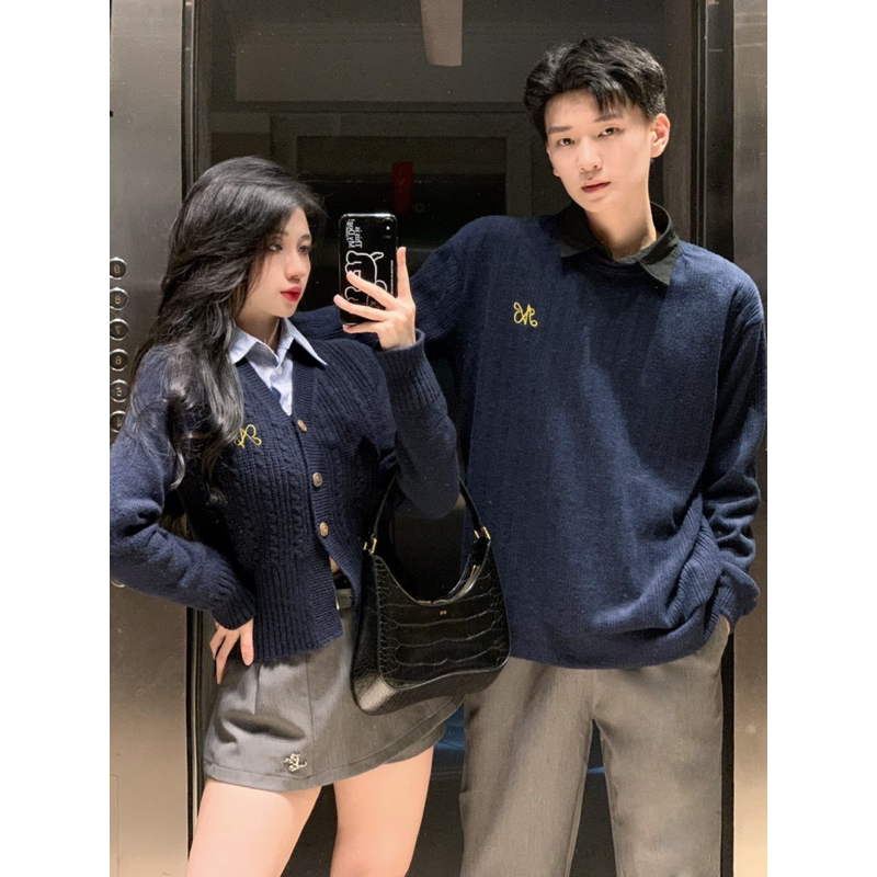 Set Áo Đôi Cdg nữ + áo nam👫👫 xanh than thêu chữ mẫu mới 2023 Hàng Quảng Châu loại 1