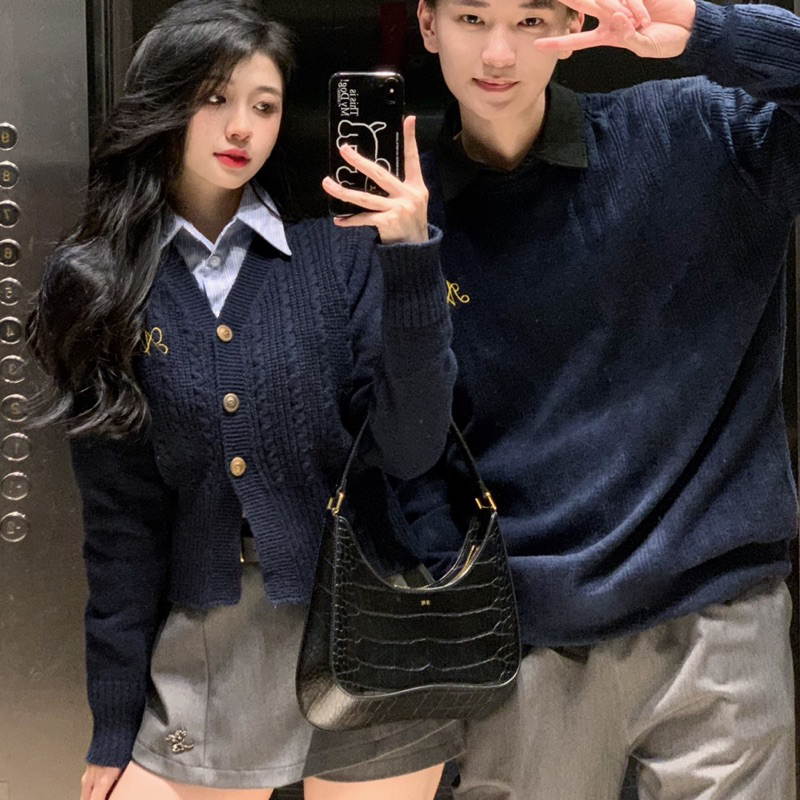 Set Áo Đôi Cdg nữ + áo nam👫👫 xanh than thêu chữ mẫu mới 2023 Hàng Quảng Châu loại 1